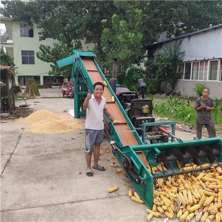 鲁丰单缸拖拉机带双筒玉米脱粒机 双筒产量高玉米脱粒机视频