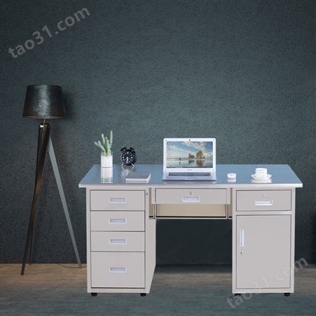 不锈钢办公桌 抽屉式稳固小型办公桌 304钢加固写字桌