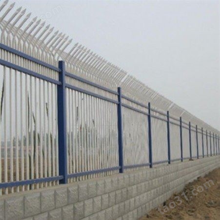 锌钢围墙护栏 西安世腾庭院小区透视墙公园厂区围栏蓝白色户外围墙铁艺护栏