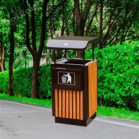 果皮箱环卫 街道景区钢木古典 两分类户外垃圾桶