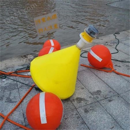 浙江水源地警示牌塑料界标 天蔚滚塑加工水上工程警戒浮标聚乙烯直径700*900