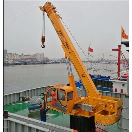 厂家订制船用起重机吊臂码头港口全自动液压伸缩船吊甲板固定式起重机