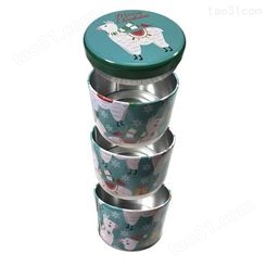 圆形马口铁叠罐 三节金属包装圆罐
