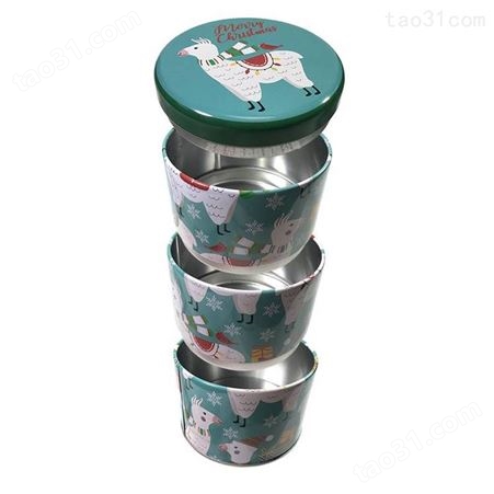 圆形马口铁叠罐 三节金属包装圆罐