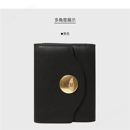 女士钱包英文韩版新款简约小巧可爱真皮折叠多卡位零钱包手拿女包