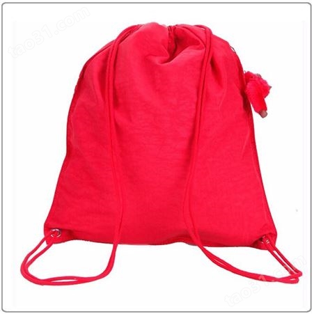 工厂定制新款拉链袋束口袋拉绳背包便携束品背包经典红色可印LOGO