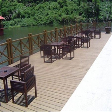 奶茶店咖啡厅桌 椅套装定制 新中式餐桌组合 景区防腐木桌椅