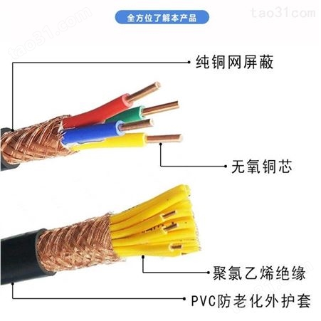 耐高温氟塑料控制电缆 ZR-KFV22 7*1.5 现货批发 定制 天长