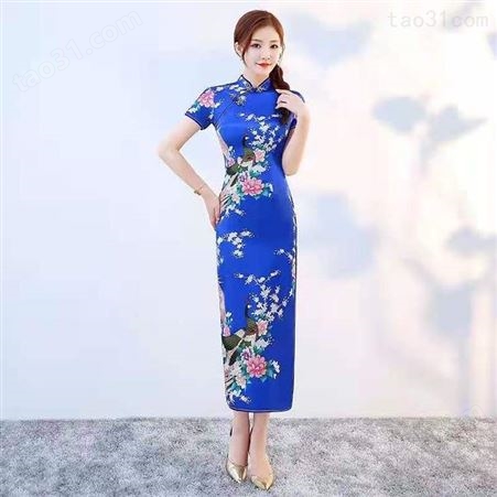 旗袍2021年新款年轻款少女中国风长款复古气质优雅修身走秀连衣裙