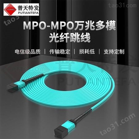 MPO-MPO光纤跳线MTP OM3/OM4万兆多模跳纤 光模块用集束光纤线