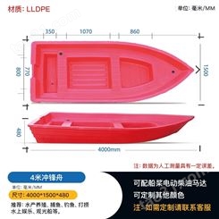 塑料冲锋舟 双层加厚塑料船 捕捞垂钓养殖船